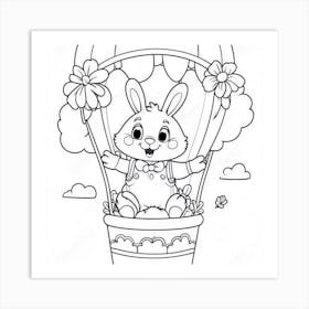 Bunny In A Hot Air Balloon Art Print