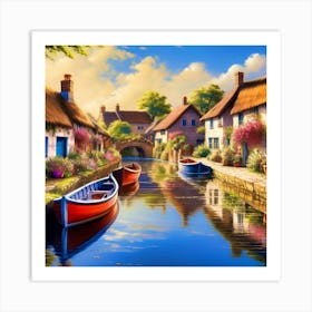 Village On A Canal Art Print