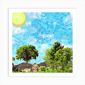 Lions In The Grass Art Print