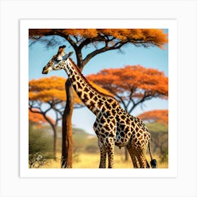 Giraffe In The Savannah Art Print