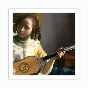 Girl Playing A Guitar Art Print