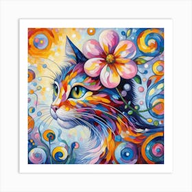 Colorful Cat Painting Art Print