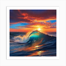 Ocean Waves At Sunset 1 Art Print