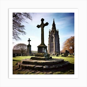 Gravestones And Cross Art Print