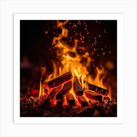 Closeup Of An Inferno With Flames Licking The Edges Of A Flammable Object Danger Evident In The Fie (2) Art Print