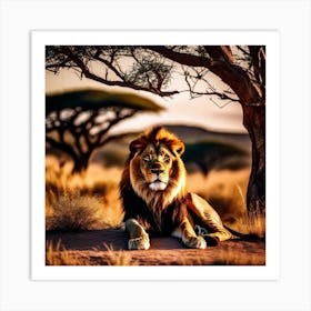 Lion In The Savannah 28 Art Print