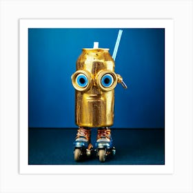 Firefly Frightened, Robot, Blue Eyes, Inline Roller Skates, Disguised, Sweaty, Gold, Aluminum Can, C (11) Art Print