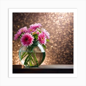 Pink Flowers In A Vase 2 Art Print