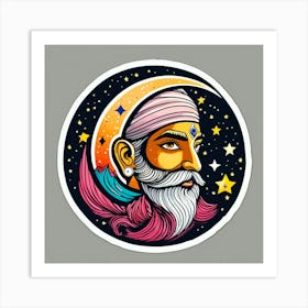 Portrait of a wise man with a long beard Art Print