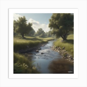 Stream In The Grass 5 Art Print