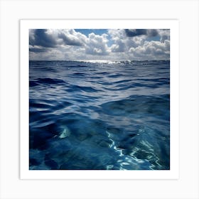 Water Ocean Waves Sunshine Clouds Nature Seascape Blue Water Art Print