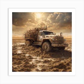 Truck In The Mud Art Print