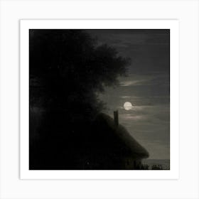 Moonlight At The Cottage Art Print