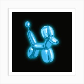 Blue Neon Balloon Dog Square Wall Art Art Print