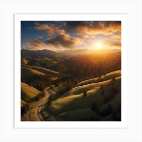 Sunset In The Mountains Art Print