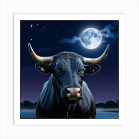 A Majestic Black Bull Wall Art Decoration Art Print