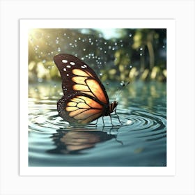 Butterfly In Water 1 Art Print