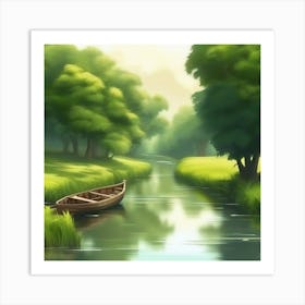 Boat On The River Art Print