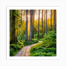 Sunrise In The Forest Art Print