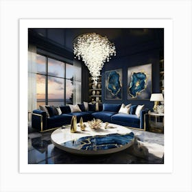 Blue Living Room Art Print