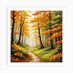 Forest In Autumn In Minimalist Style Square Composition 247 Art Print