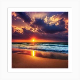 Sunset At The Beach 193 Art Print