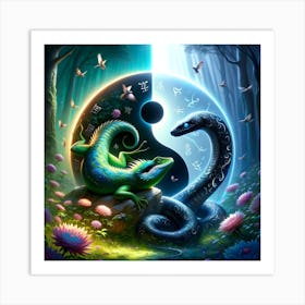 Yin And Yang Snake Art Print