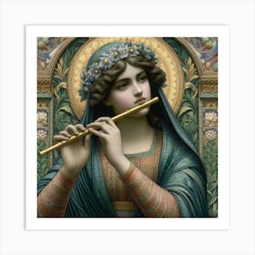 Virgin And The Flute Art Print