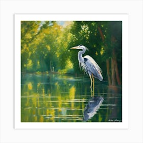 Heron In The Water Art Print