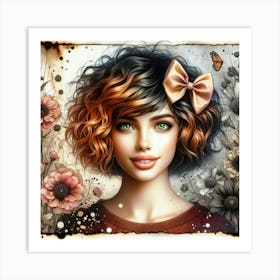 Girl With Flowers 5 Art Print