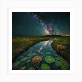 Milky Over Lily Pads Art Print