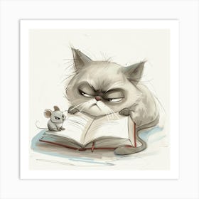 Grumpy Cat And Mouse Art Print