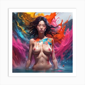 Chinese Girl In Water Art Print