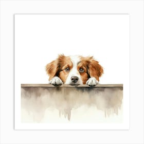 Dog Looking Over The Wall Art Print