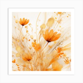 Abstract - Orange Flowers Art Print