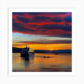 Sunset On The Lake 8 Art Print