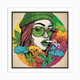 Girl Smoking Marijuana Art Print