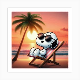 Snoopy On The Beach Art Print