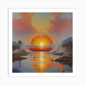 Sunset Over The Ocean Art Print