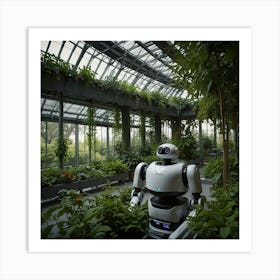 Robot In A Greenhouse Art Print