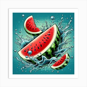 Flying watermelon slice, Pop art 2 Art Print