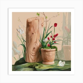 Tulips In Pots Art Print