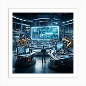 A Detailed Digital Rendering Of Advanced Industrial Cyber Management Process Engineered Automatons 2 1 Art Print