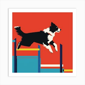 Border Collie Jumping Hurdles Art Print