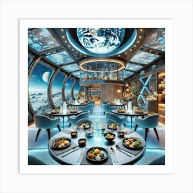 A Futuristic Korean Swiss Fusion Restaurant Named Satellite Fusion 1024x1024 Art Print