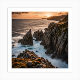 Sunset At The Cliffs Art Print