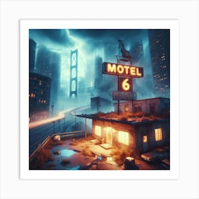 Motel 6 Abandoned City Post Apoloclyptic Dystopia Style B Art Print