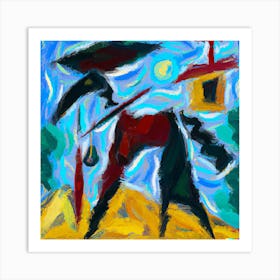 An Abstract Impressionist Oil Painting Of Don Quixote Art Print