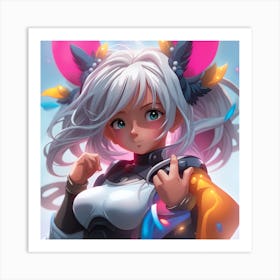 Anime Girl With Ears Art Print