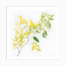 Yellow Leaves On A Branch Art Print